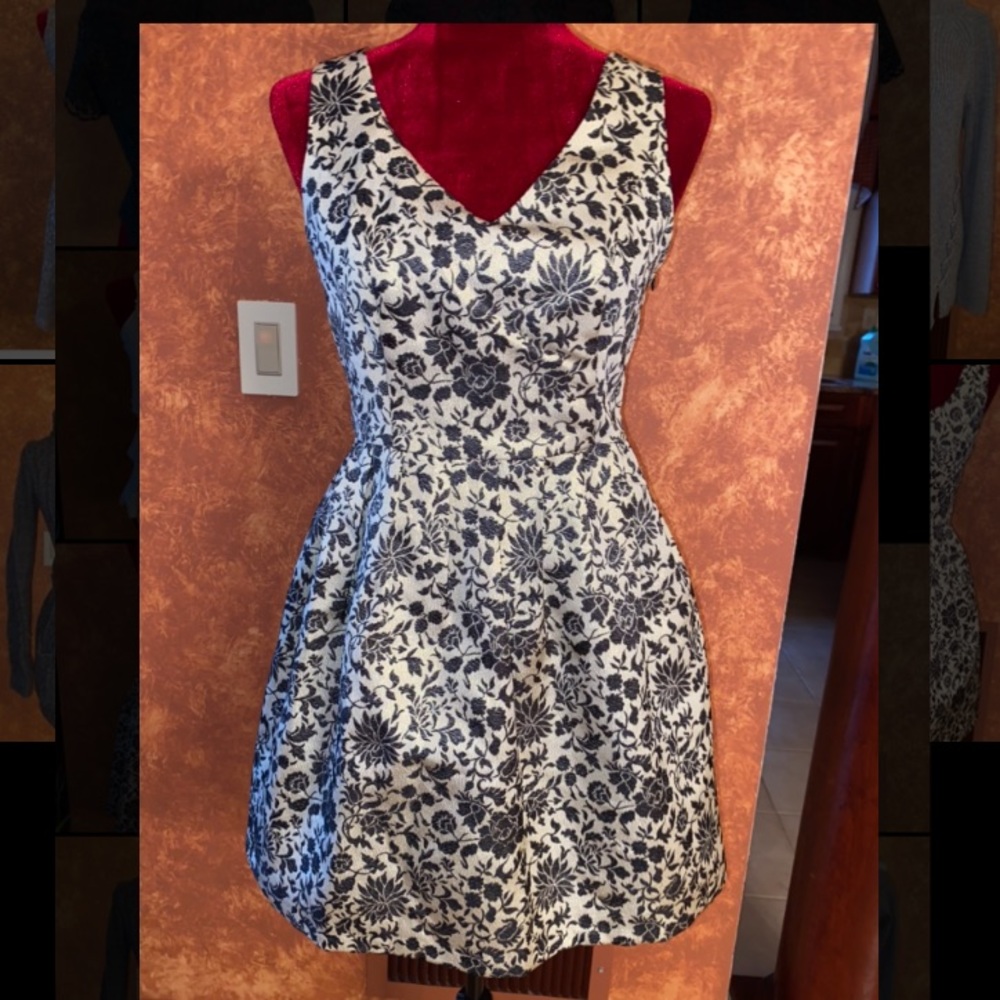 Champagne dress with black flowers